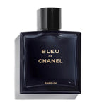Chanel Bleu Parfum Pour Homme 100ml bottle with sleek blue design, luxurious fragrance for men, by Bin Kamal Perfumes.