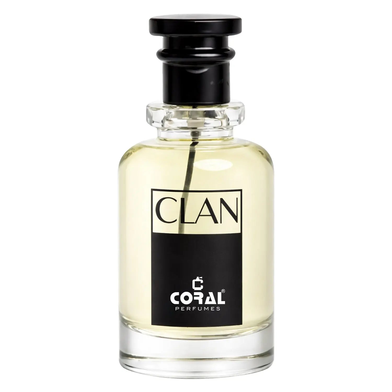 Unisex Coral Clan perfume bottle by Bin Kamal Perfumes, 80ml, featuring a sleek coral-colored design with a silver cap.