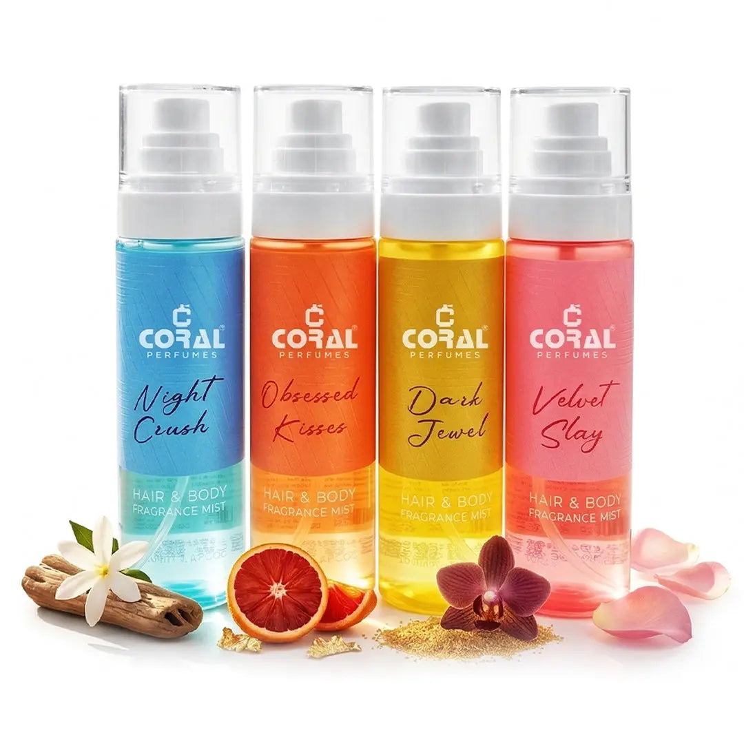 hair body fragrance mists by coral perfumes combo set