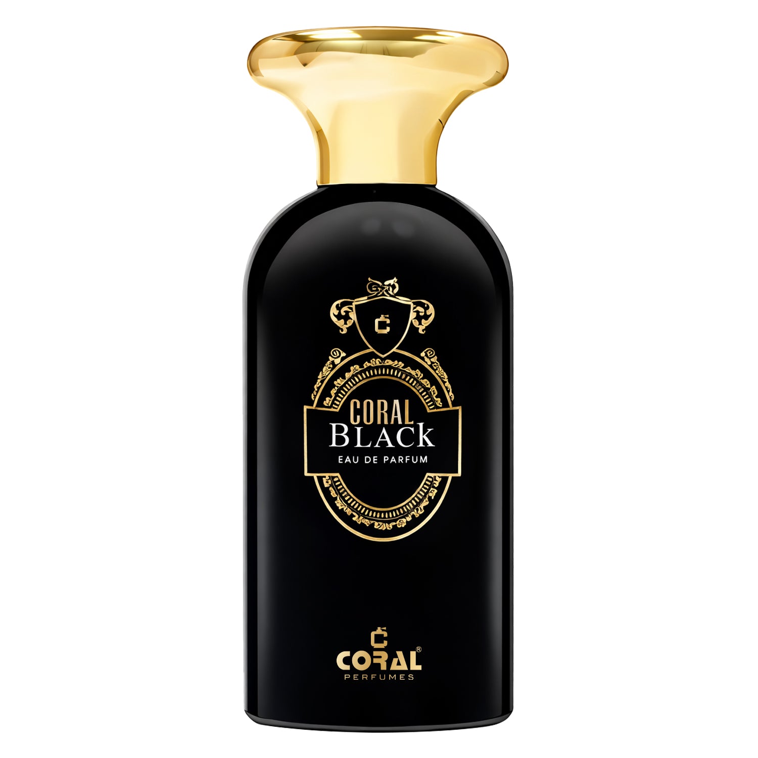 Coral Black women's 100ml EDP perfume by Bin Kamal Perfumes displayed in a sleek black bottle.