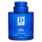 Blue coral D Block men's EDP by Bin Kamal Perfumes, 100ml bottle with sleek blue packaging.