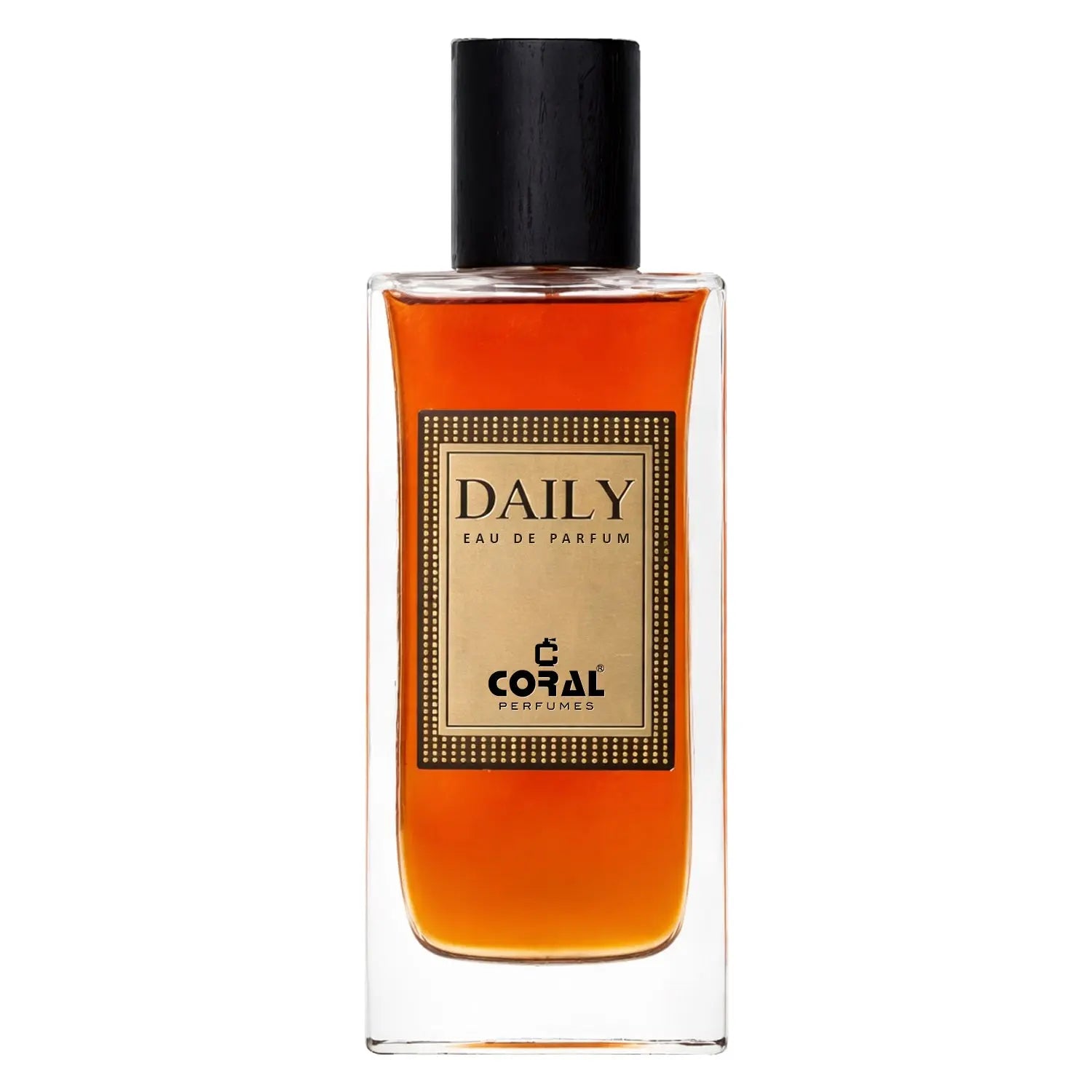 Unisex Coral Daily EDP 100ml perfume bottle from Bin Kamal Perfumes, sleek design with coral-colored accents visible.