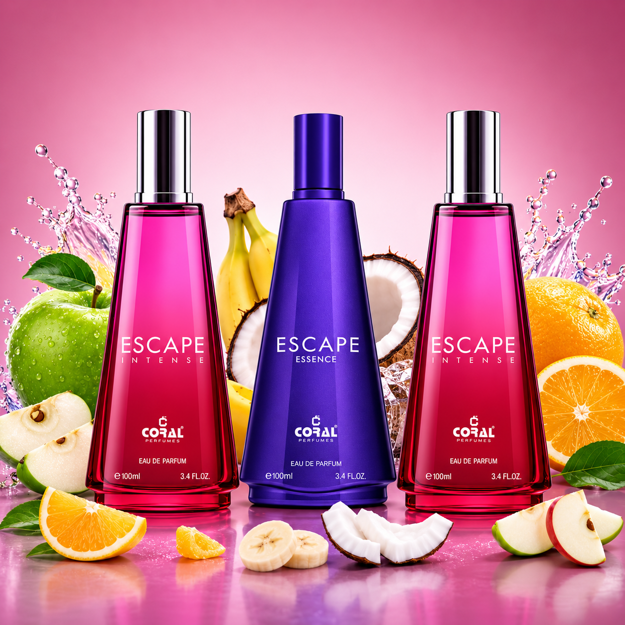 Coral Escape Combo For Women- 3 Pcs Pack- 1 x Escape Essence & 2 x Escape Intense