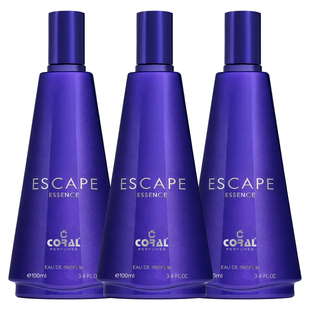 Coral Escape Essence Perfume For Women | Pack of 3 (3 x 100ml) Eau De Parfum | Long Lasting Luxury Floral Fragrance