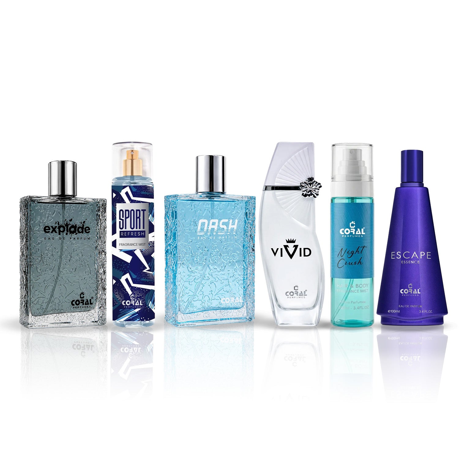 Coral 6-Piece Perfume & Body Mist Combo | Long Lasting Fragrance Collection