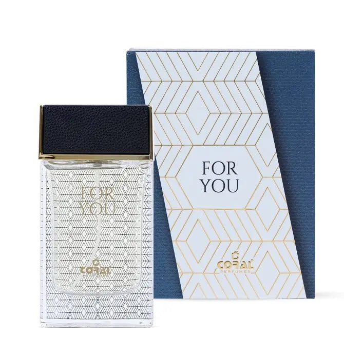 Coral For You Men Eau De Parfum 55ml bottle with box by Bin Kamal Perfumes, elegant packaging and design.