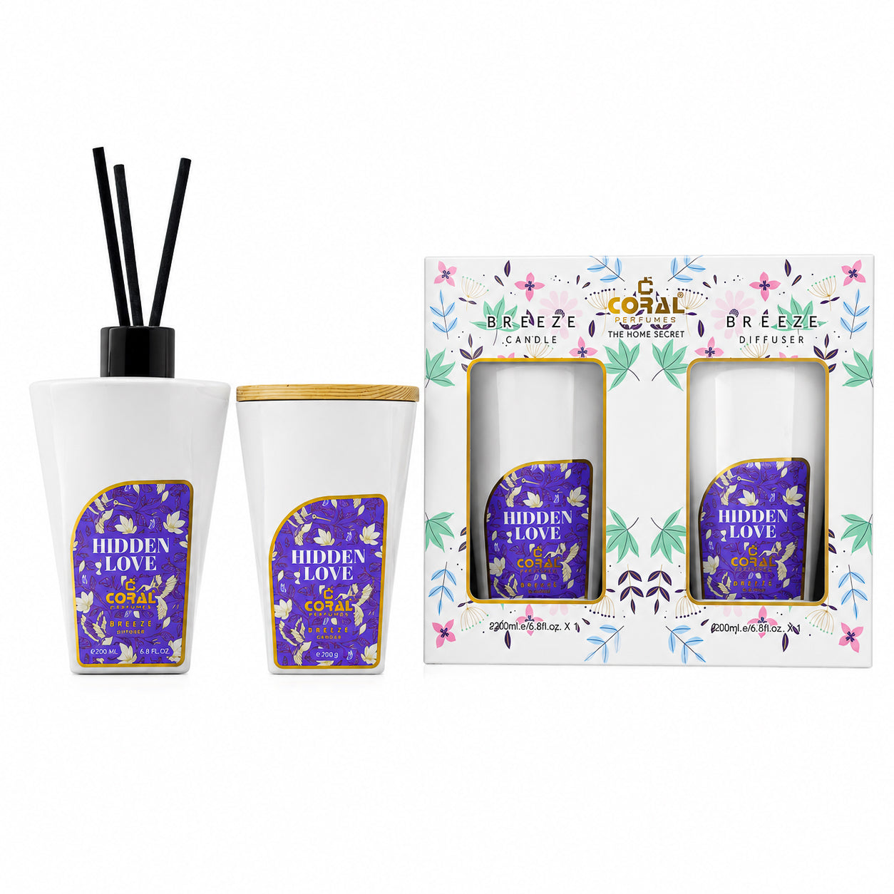 CORAL HIDDEN LOVE CANDLE + DIFFUSER / 200 G + 200 ML SET