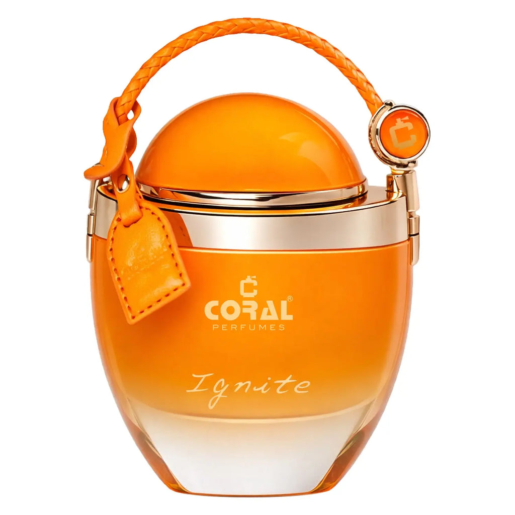 Bin Kamal Perfumes Coral Ignite for Women Extrait De Parfum 80ml bottle with elegant design and vibrant coral accents.