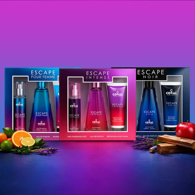 Coral Escape Intense, Escape Noir & Escape Pour Femme EDP Gift Set – Luxury Fragrance Collection for Men & Women