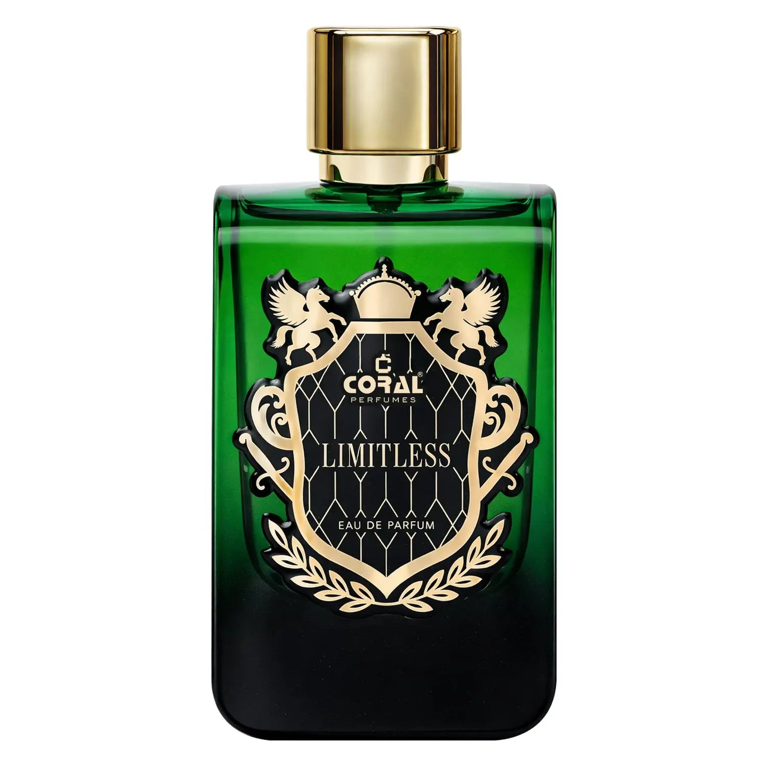 Unisex Coral Limitless EDP bottle by Bin Kamal Perfumes, 100ml, featuring a sleek coral-colored fragrance bottle.