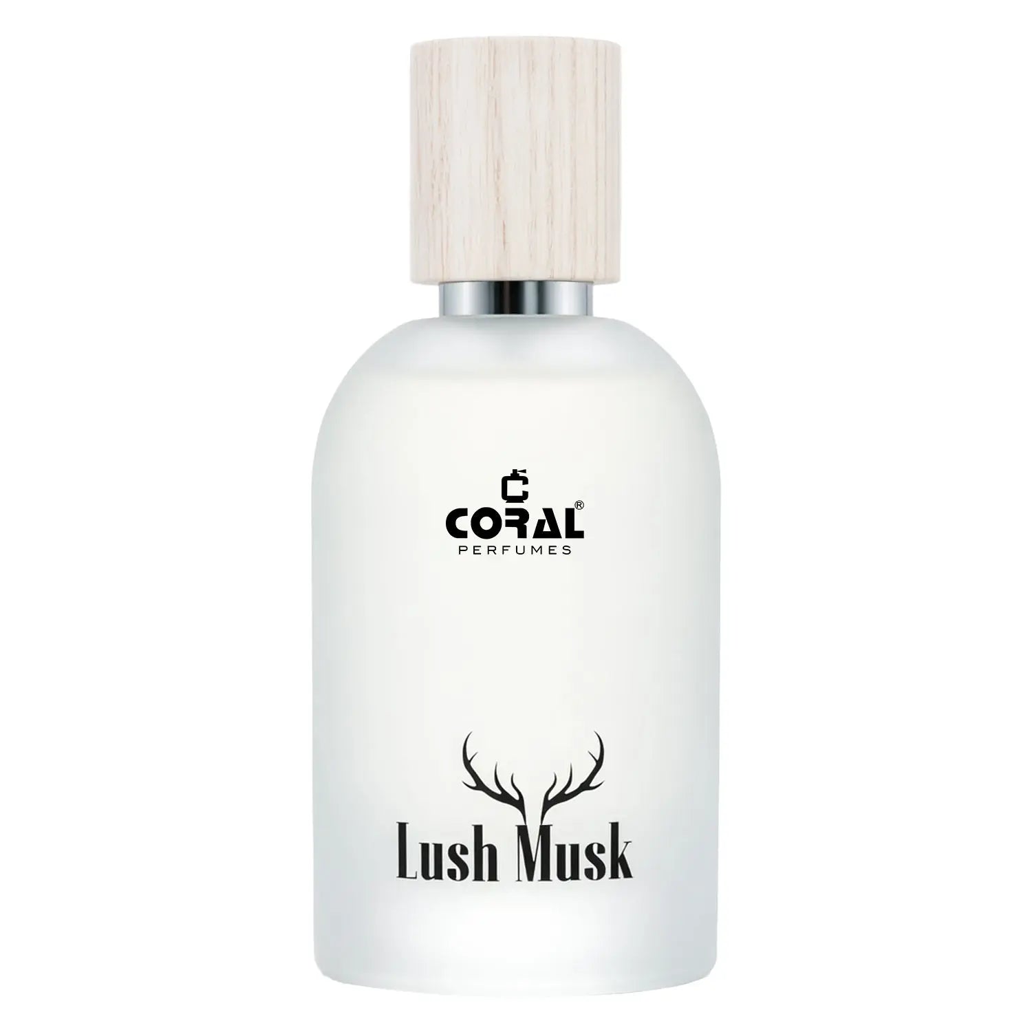Unisex Coral Lush Musk EDP by Bin Kamal Perfumes in a 50ml bottle, featuring a soft, musky fragrance with coral accents.