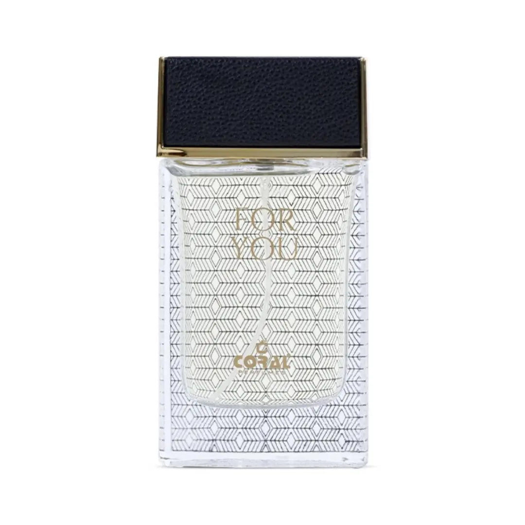 Bin Kamal Perfumes Coral For You Men Eau De Parfum 55ml bottle with sleek design and coral accents, showcasing the fragrance packaging.