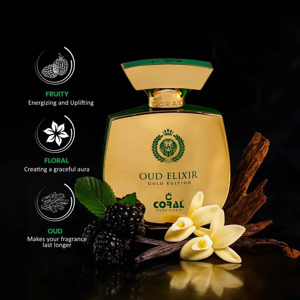 Coral Oud Elixir Gold Edition For Unisex Extrait De Parfum 100ml Bin Kamal Perfumes
