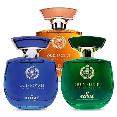 Coral Oud Royale, Oud Elixir & Oud Essence For Unisex  EDP Combo – 3 × 100ml