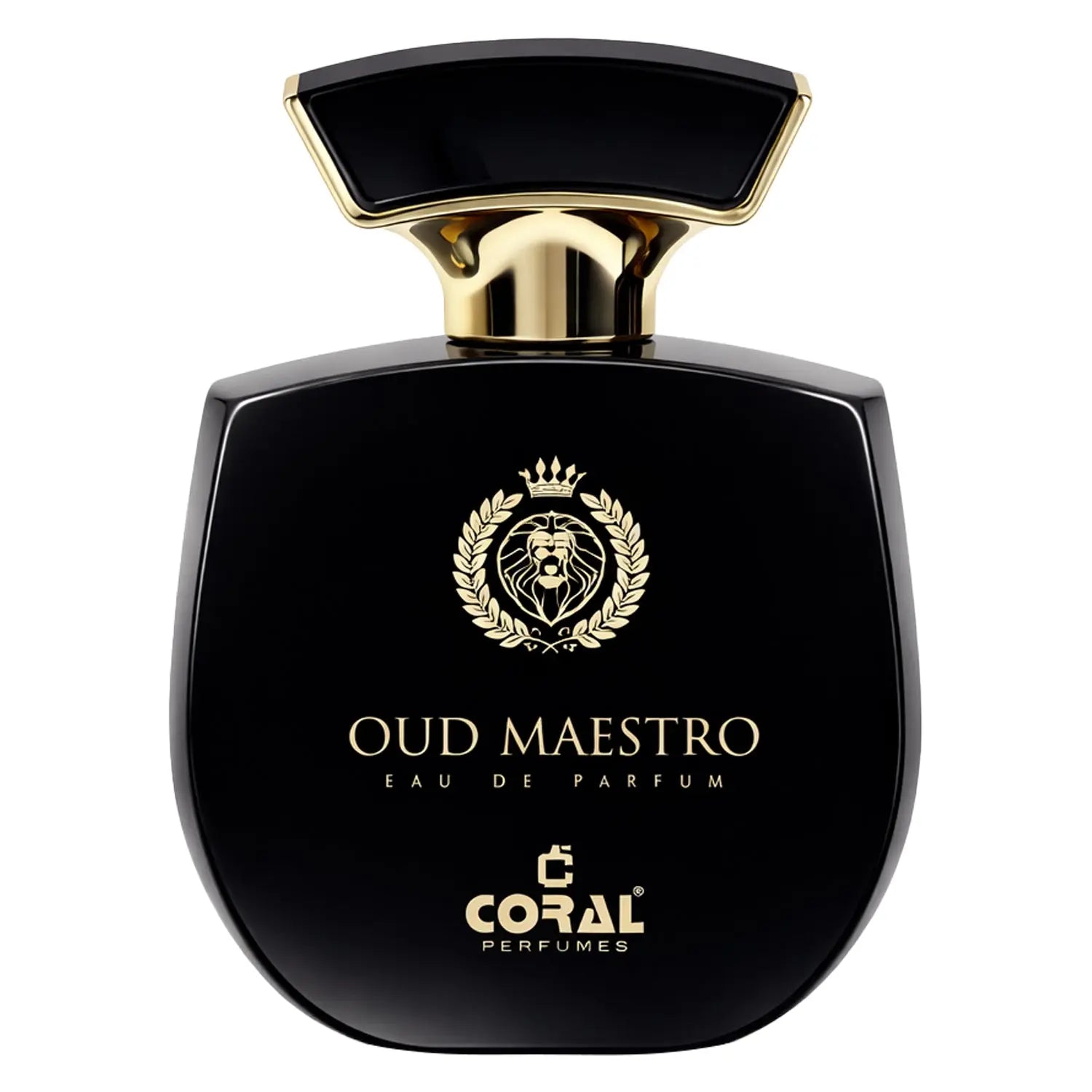 Coral Oud Maestro unisex Eau de Parfum 100ml bottle featuring a sleek design and elegant packaging by Bin Kamal Perfumes.