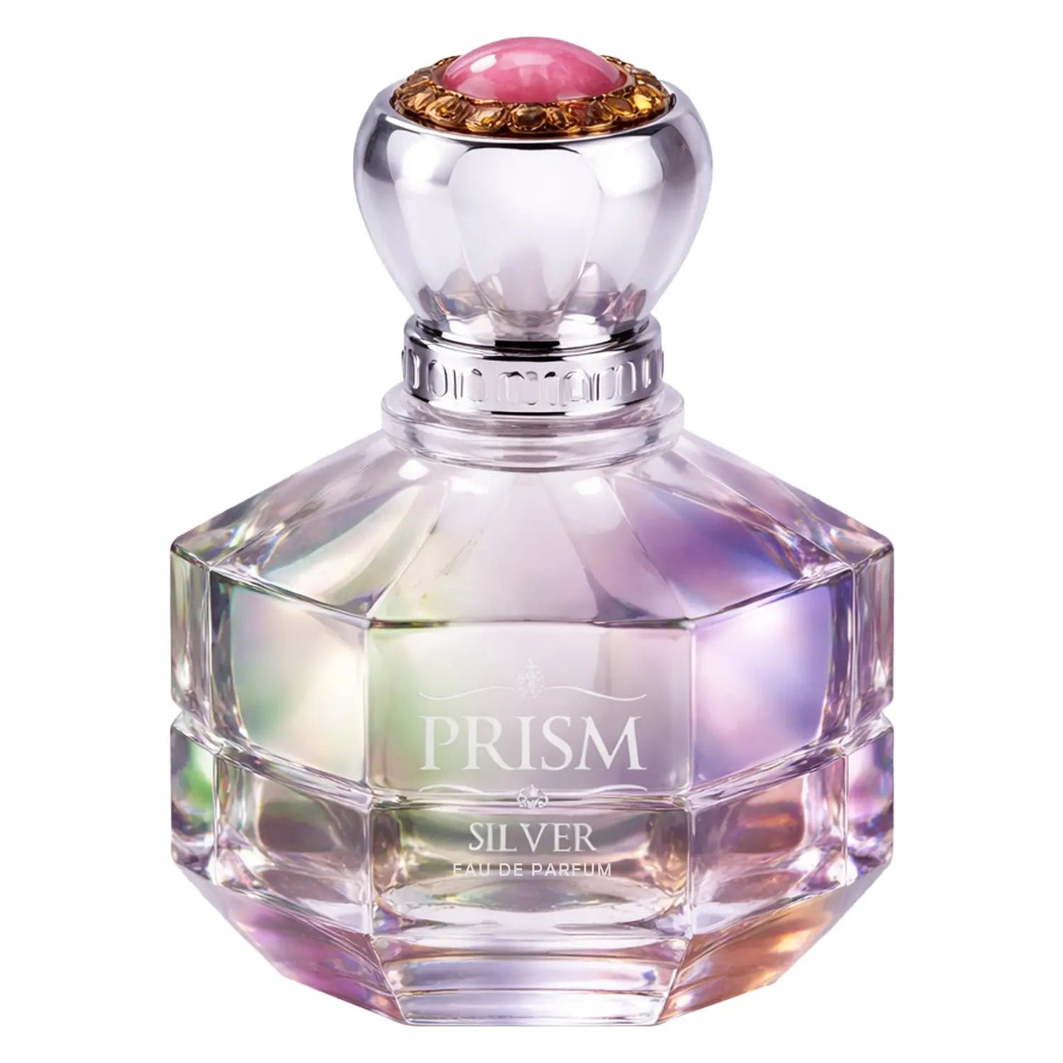 Coral Prism Silver EDP for Women by Bin Kamal Perfumes, 100ml perfume bottle with a sleek silver design and coral accents.