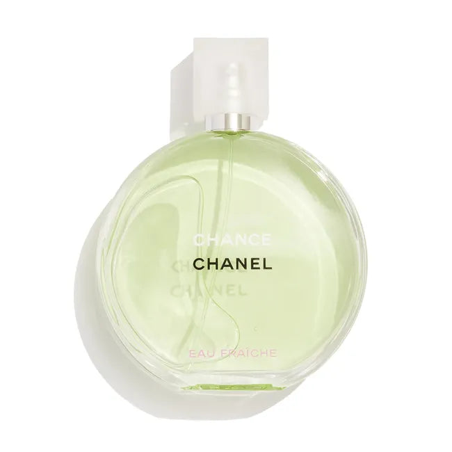 Chanel Chance Eau Fraiche 50ml Eau de Toilette bottle with floral and citrus accents, elegant packaging and branding visible.