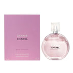 Chanel Chance Eau Tendre for Women Eau De Toilette 150ml bottle, elegant fragrance with pink and gold accents, boxed presentation.