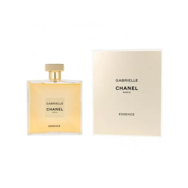 Chanel Gabrielle Essence Eau De Parfum 100ml bottle with floral and elegant design, displayed on a neutral background.