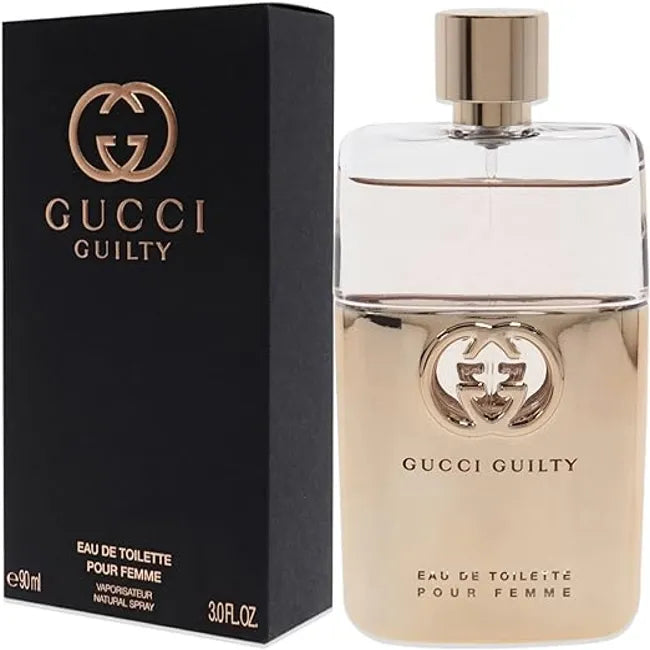 Gucci Guilty For Women EDT 90ml perfume bottle with sleek packaging, displayed on a neutral background.
