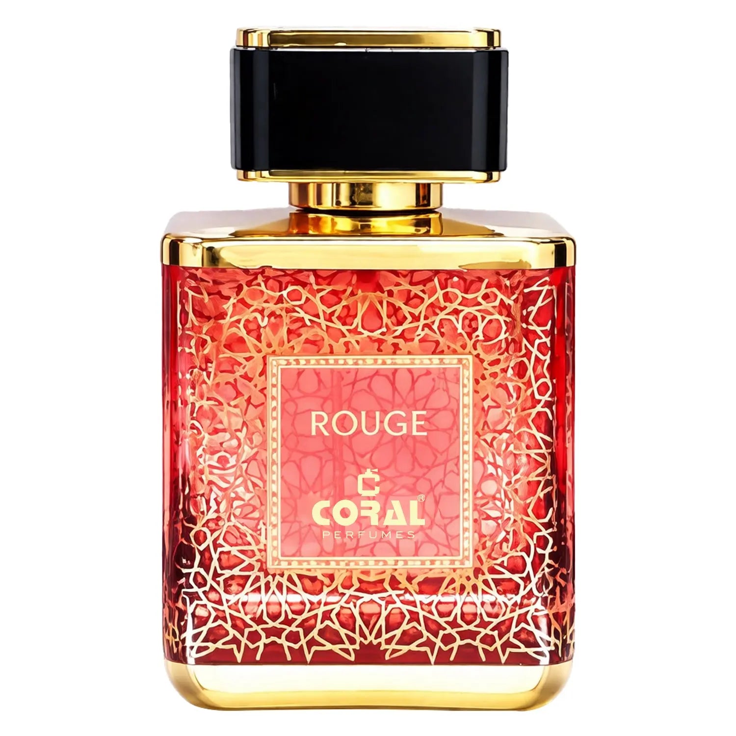 Unisex Coral Rouge EDP perfume bottle in 100ml with a sleek design, from Bin Kamal Perfumes.