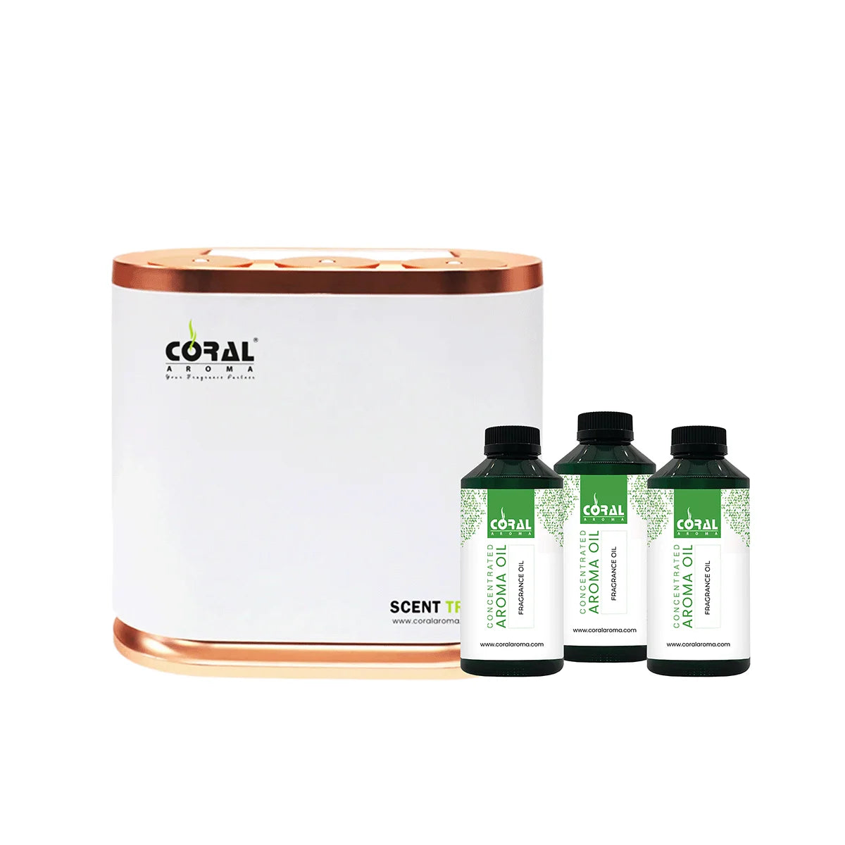Coral Scent Trio Smart Diffuser Combo – Diffuser Machine + 3 x 300ml Aroma Oils