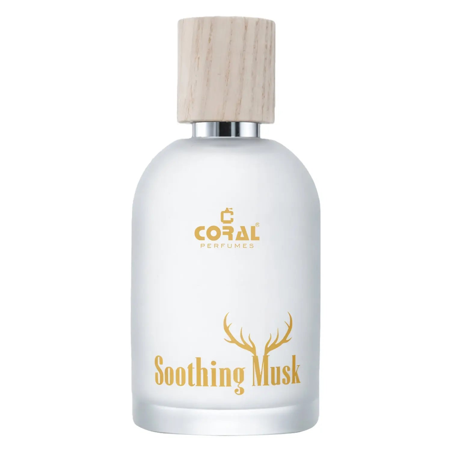 Unisex Coral Soothing Musk EDP bottle by Bin Kamal Perfumes, 50ml, with a sleek, elegant design and soft coral accents.