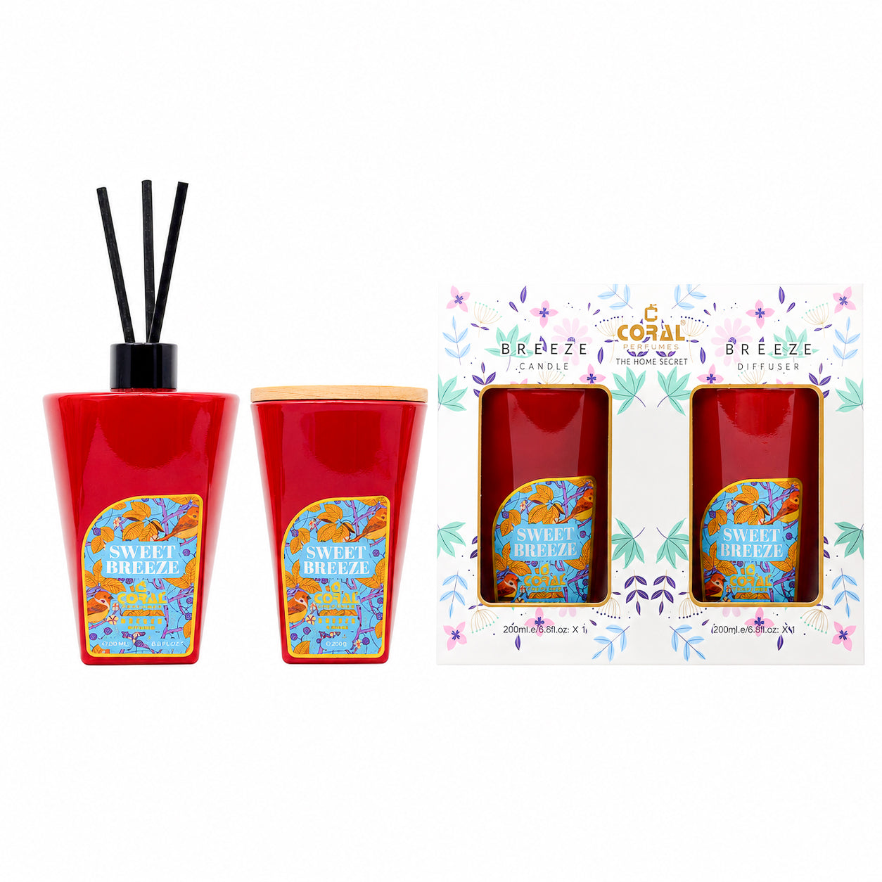 CORAL SWEET BREEZE CANDLE + DIFFUSER / 200 G + 200 ML SET