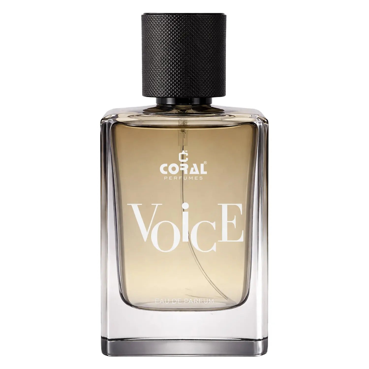 Coral Voice for Men EDP perfume bottle by Bin Kamal Perfumes, 100ml, featuring a sleek design and coral-colored accents.